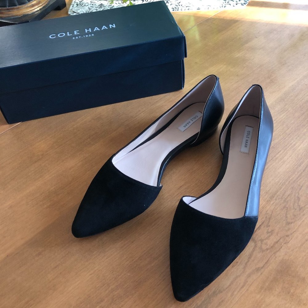 Cole Haan d'orsay black leather& suede flats